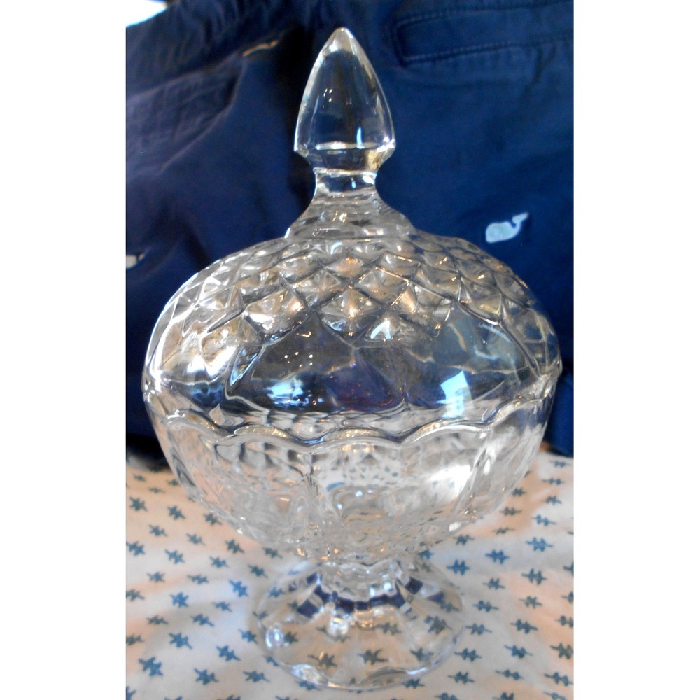 Vtg Cristal D'Arques Durand Longchamp Lead Crystal Pedestal Candy Dish Lid Fairy